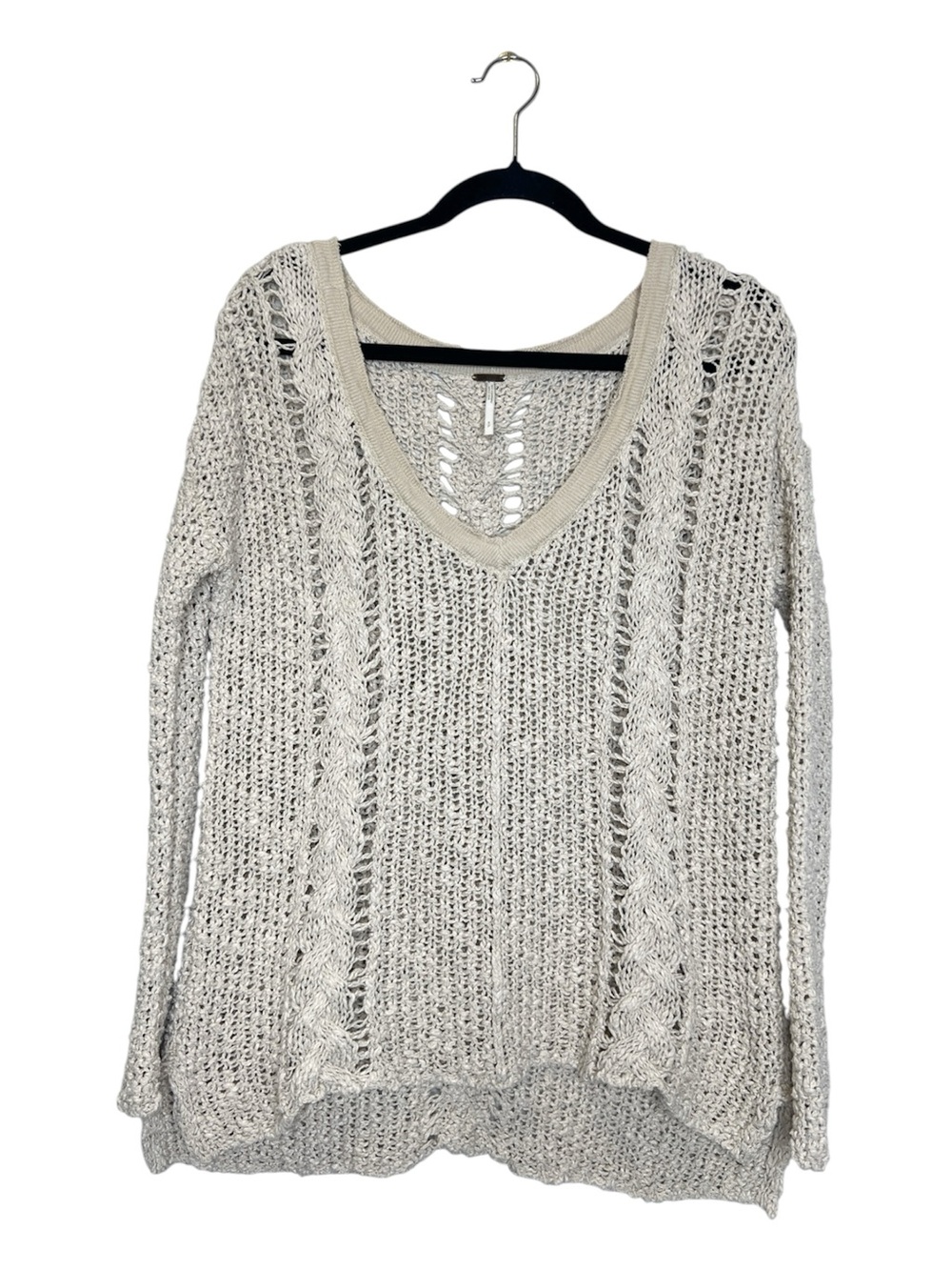 FREE PEOPLE Boho Open Knit V Neck Sweater size Small
